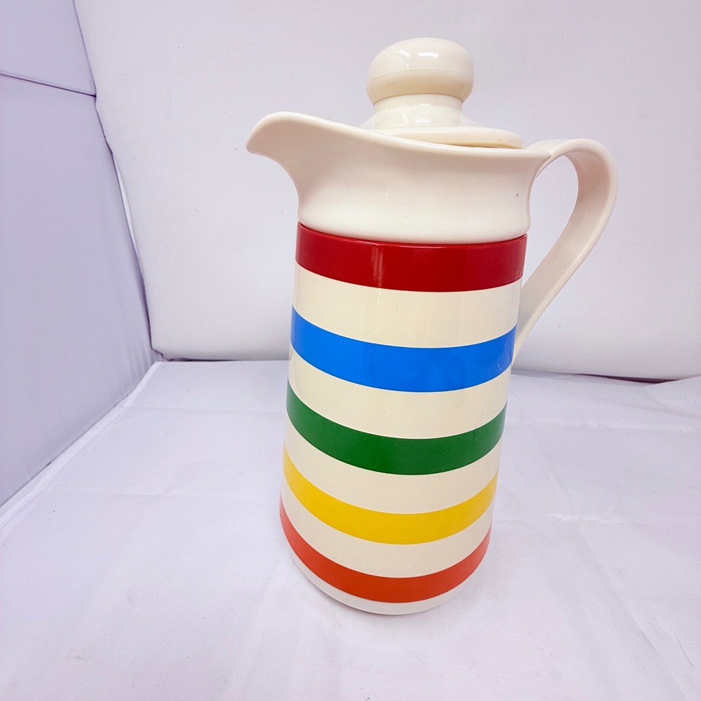VTG Phoenix Rainbow Stripe Thermal Pitcher Coffee Beverage Carafe Thermos Lid